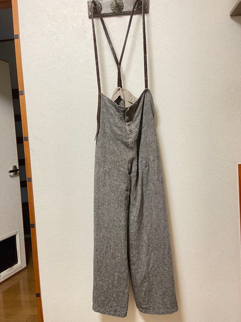 emic etic 革サスペンダーバギーパンツ