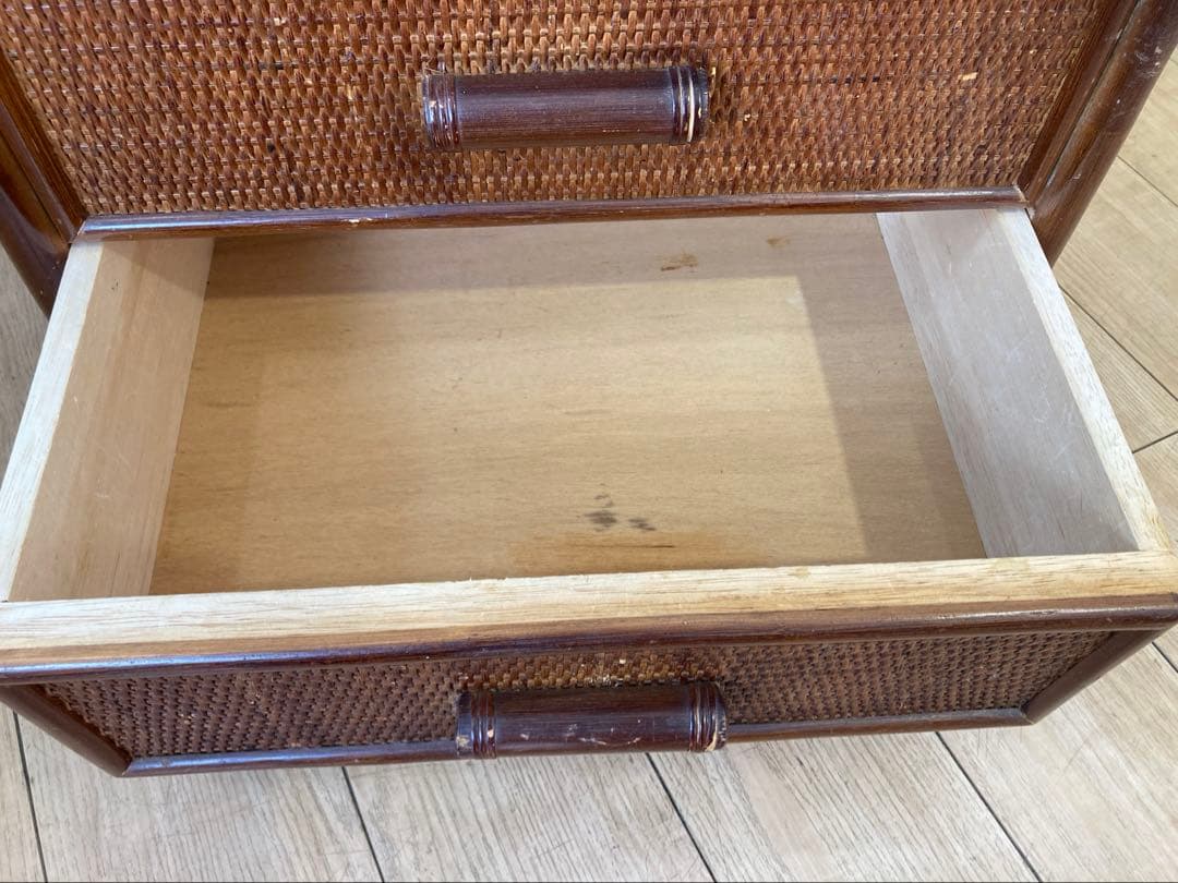 ラタン籐チェスト 家具 4段 タンス　レトロ アンティーク