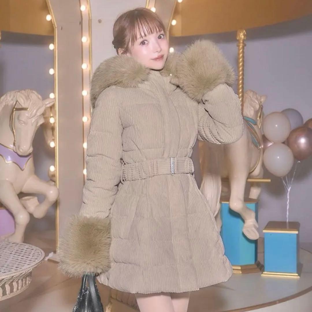 ミシェマカ コーデュロイベルトダウンコート