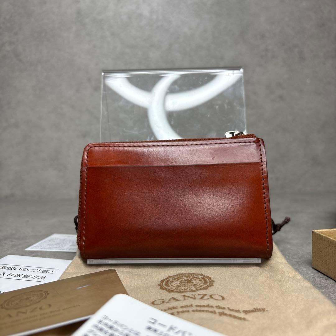 美品！ガンゾ CORDOVAN コードバン　Lファスナー　コンパクトウォレット