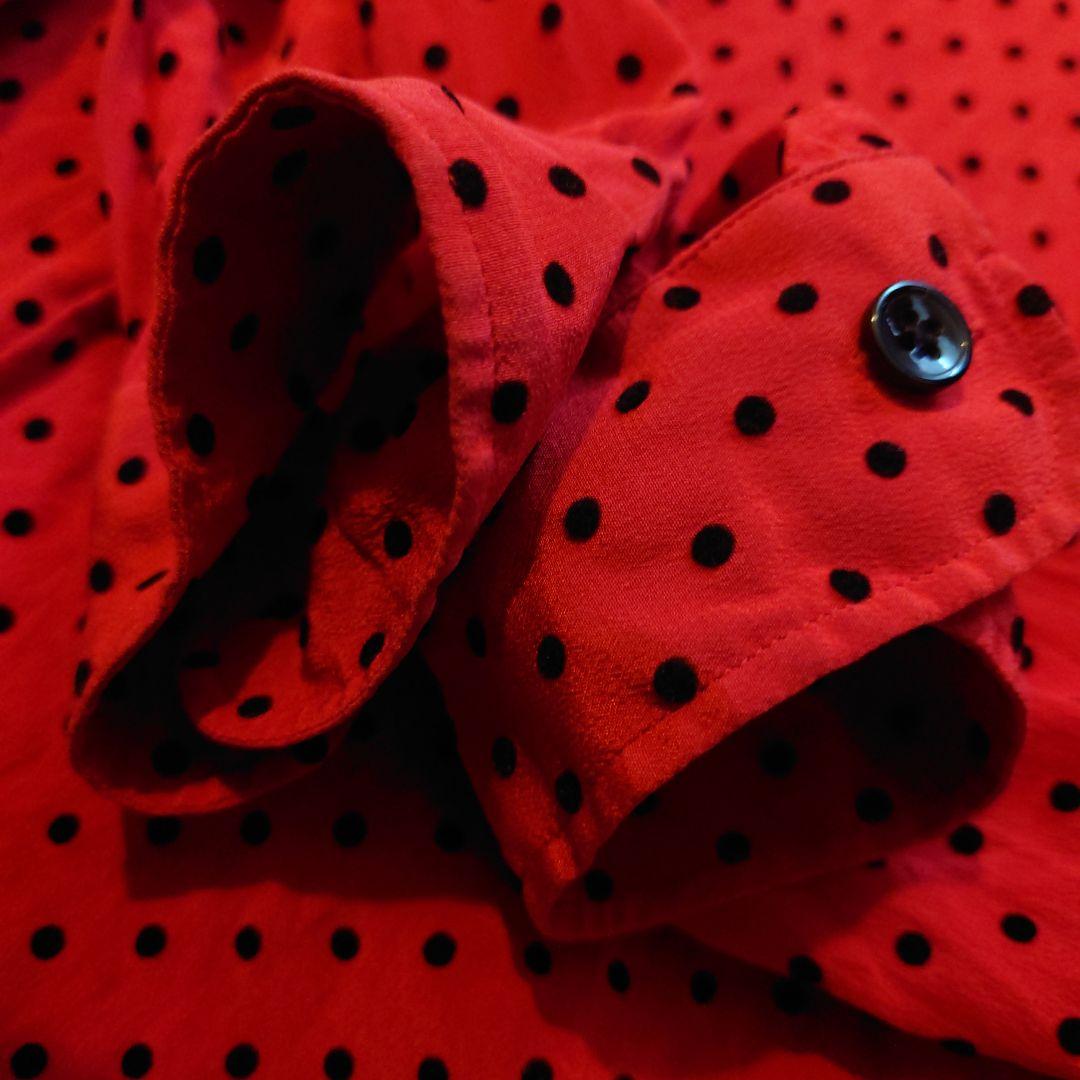 サンローラン／ドット柄（立体ドット）シルク長袖シャツ38