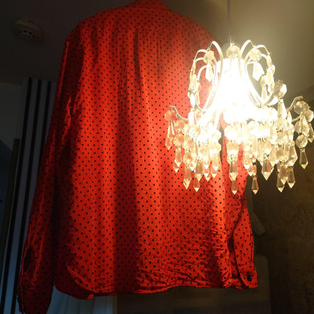 サンローラン／ドット柄（立体ドット）シルク長袖シャツ38