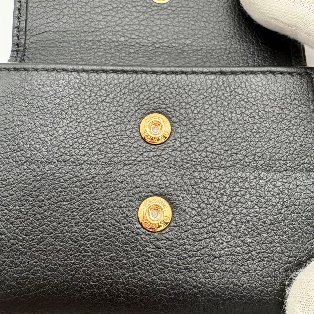 極美品✨プラダ 1MH043 ソフトレザー 三つ折り財布 黒 RFID ICタグ