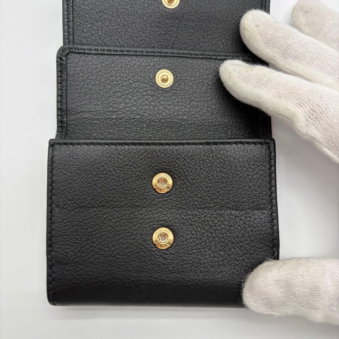 極美品✨プラダ 1MH043 ソフトレザー 三つ折り財布 黒 RFID ICタグ