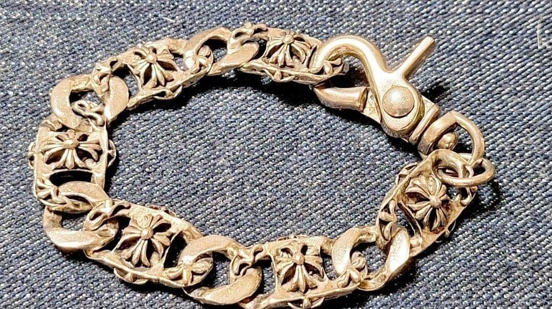 シルバー 花模様 チェーンブレスレット　刻印無し　60g