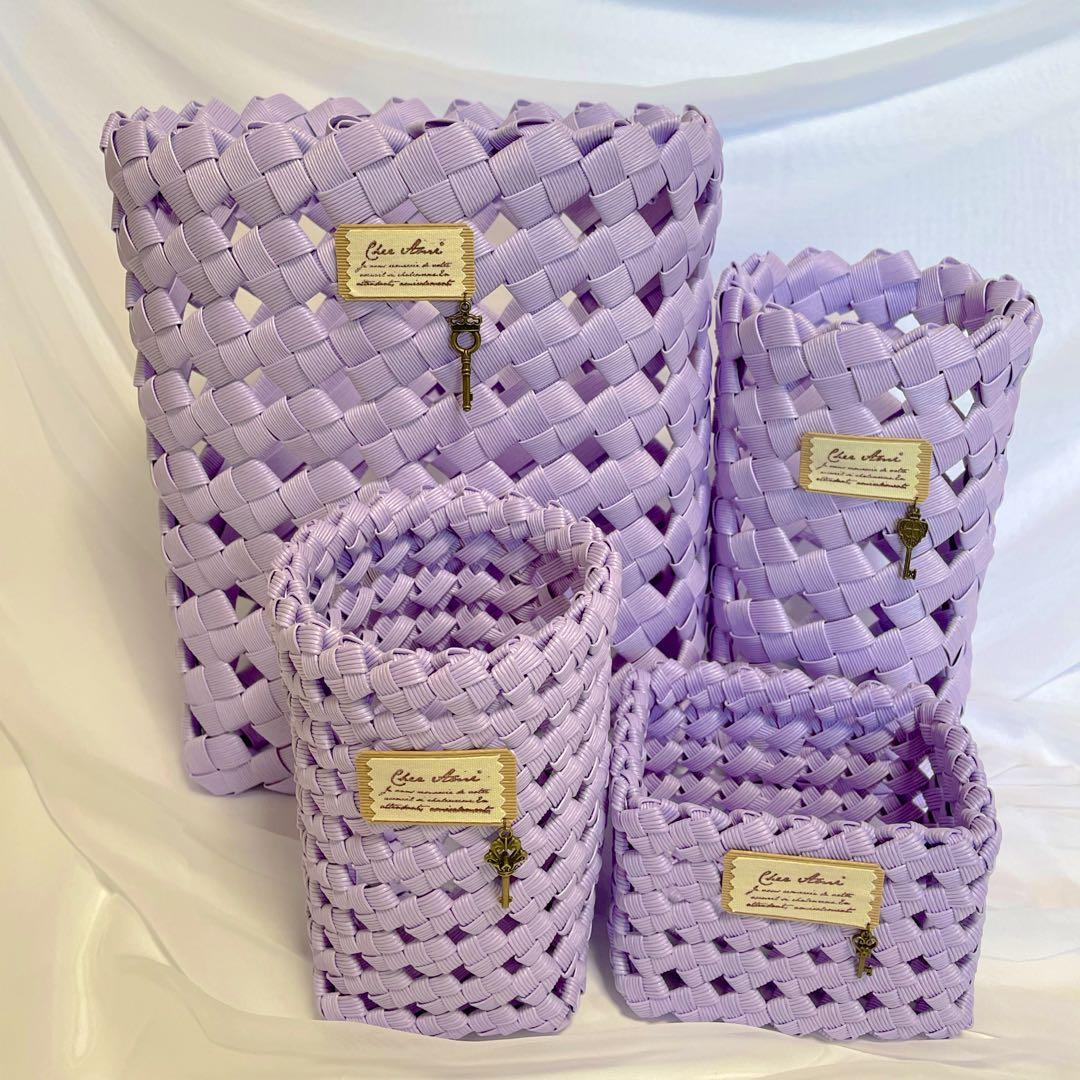 No.46 ゆめかわ ゴミ箱・小物入れ・かご・マスクケース セット♪ 薄紫