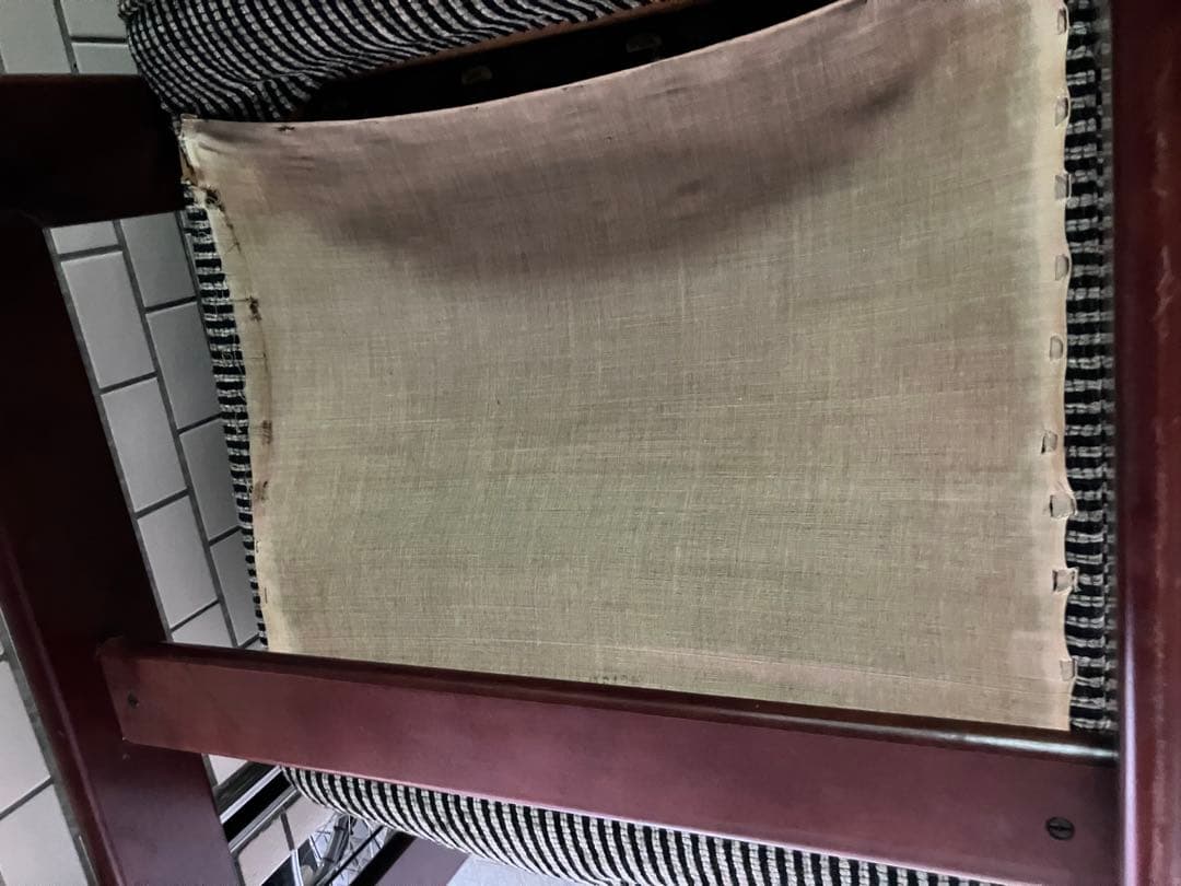 karimoku オールドカリモクストライプウッドアーム1人掛けソファ