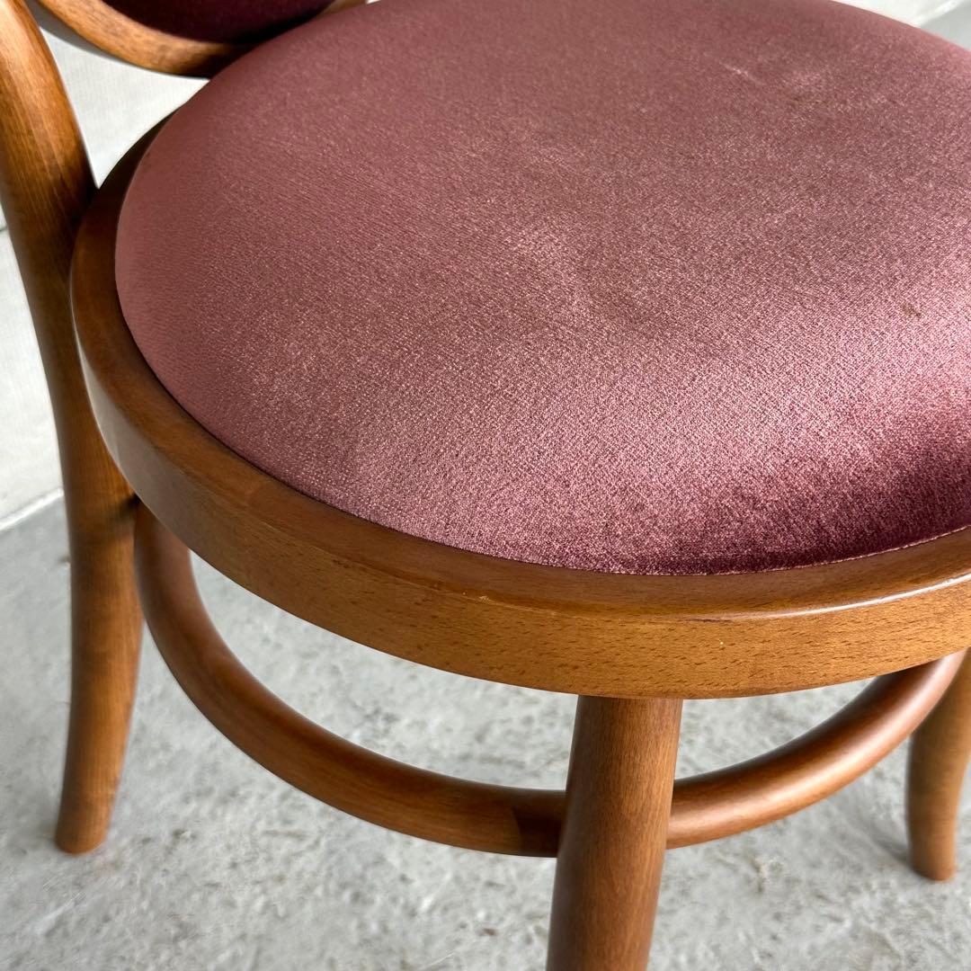 ✦70s★ 昭和興業 丸背チェア｜昭和喫茶 レトロ椅子｜ワインレッド ベロア調