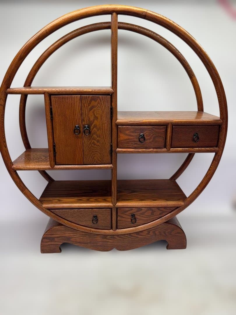 中国家具　円型　飾り棚　丸棚　シノワズリ　和風 01d108