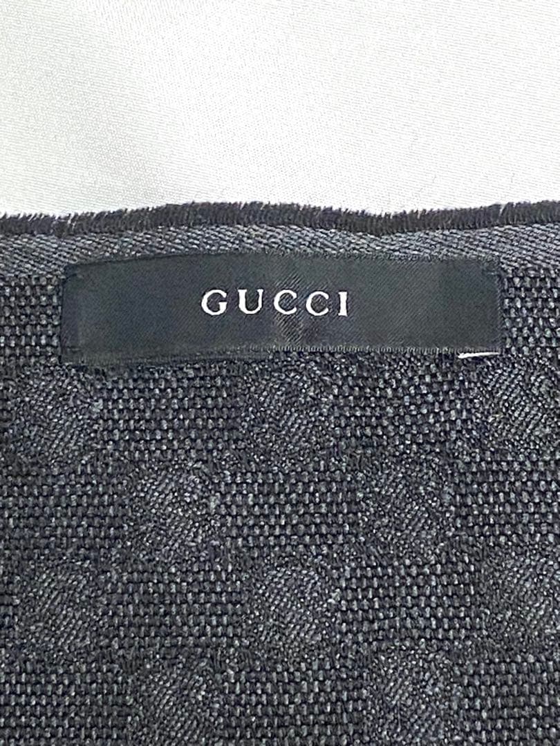 【王道】GUCCI GGパターン シルク混マフラー シェリーライン 黒 緑 赤