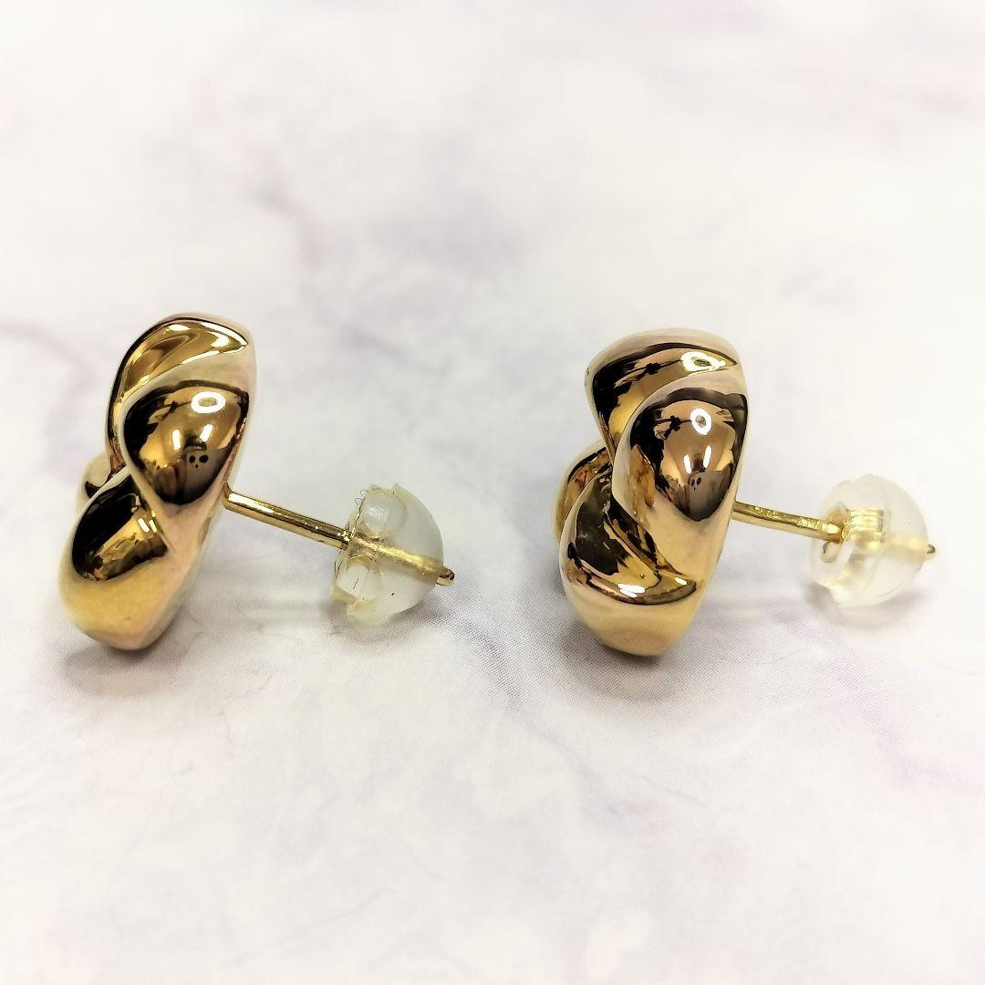 タイムセール♡750 ITALY イエローゴールド デザインピアス K18