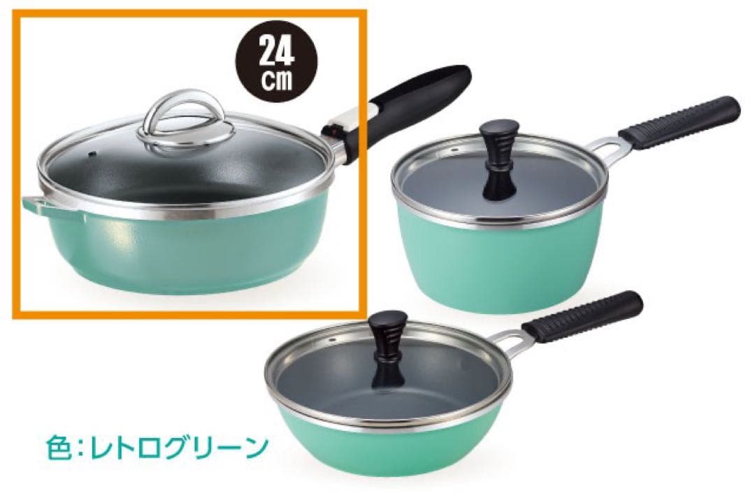 【新品】アサヒ軽金属　オールパン＆適温計セット 24cm レトログリーン