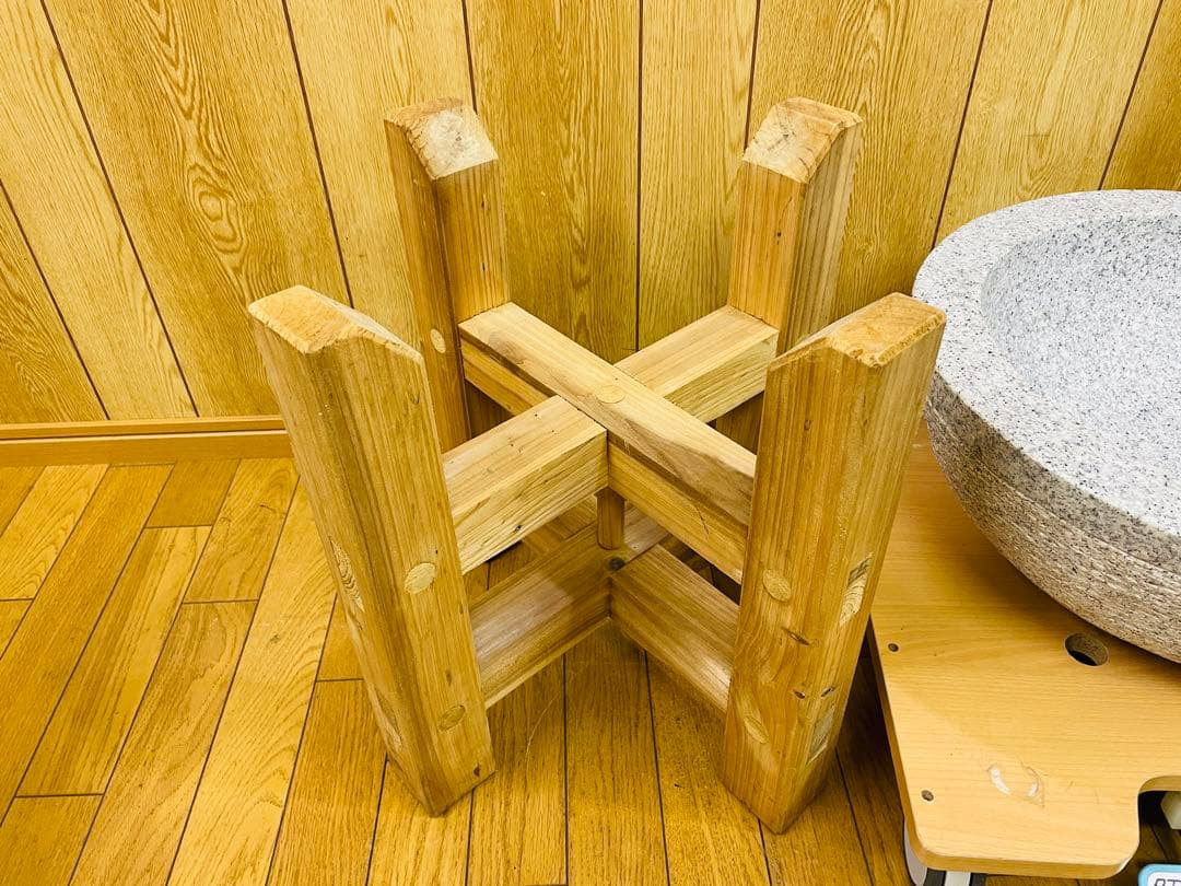 餅つき 石臼 木台 杵 セット 内径40cm 深さ15cm