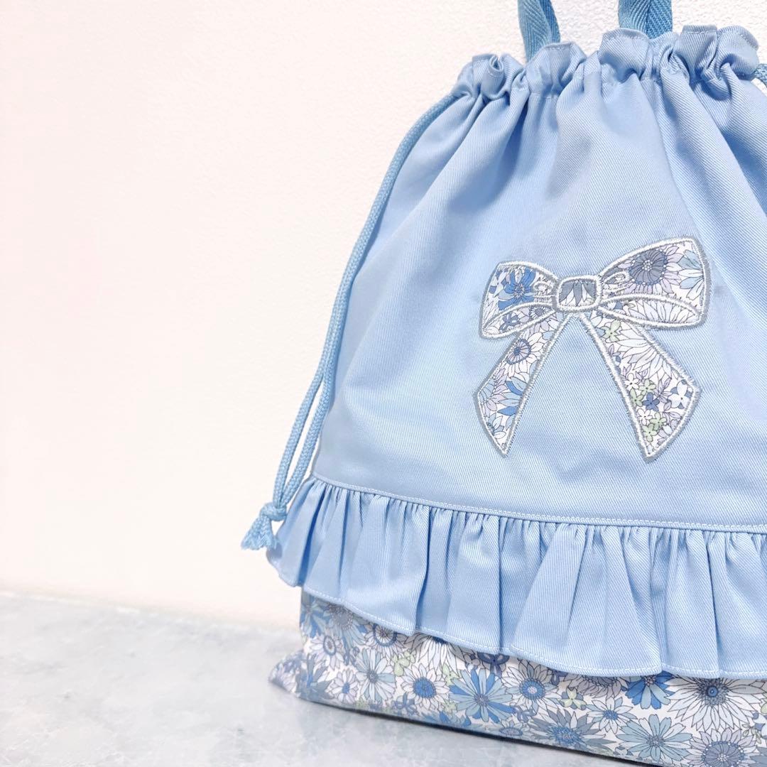 入園入学　セット　レッスンバッグ　上履き袋　体操着袋　水色　女の子　3点　花柄
