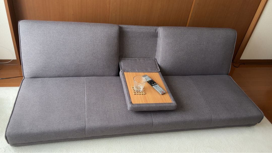 【大きめ】ローソファ リクライニング付き（グレー）1.85m×1m