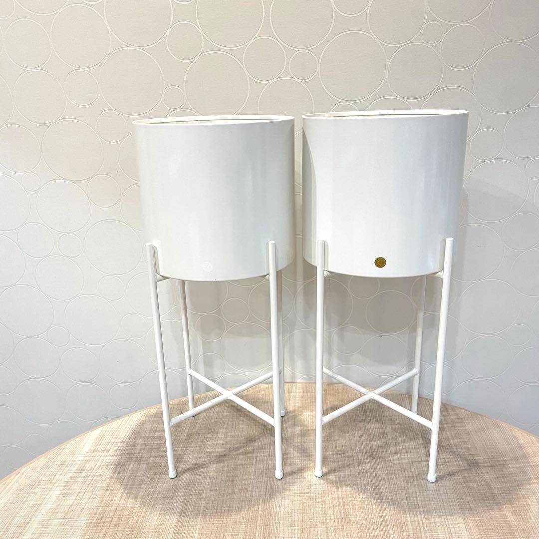 【未使用】Hubschヒュプシュ 鉢カバー プランタースタンド 白 φ25