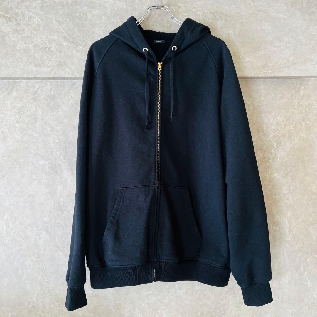 25AW COMOLI コモリ コットン裏毛ジップパーカー ブラック 4