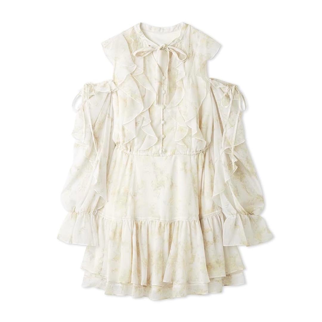 snidel プリントフリルミニワンピース