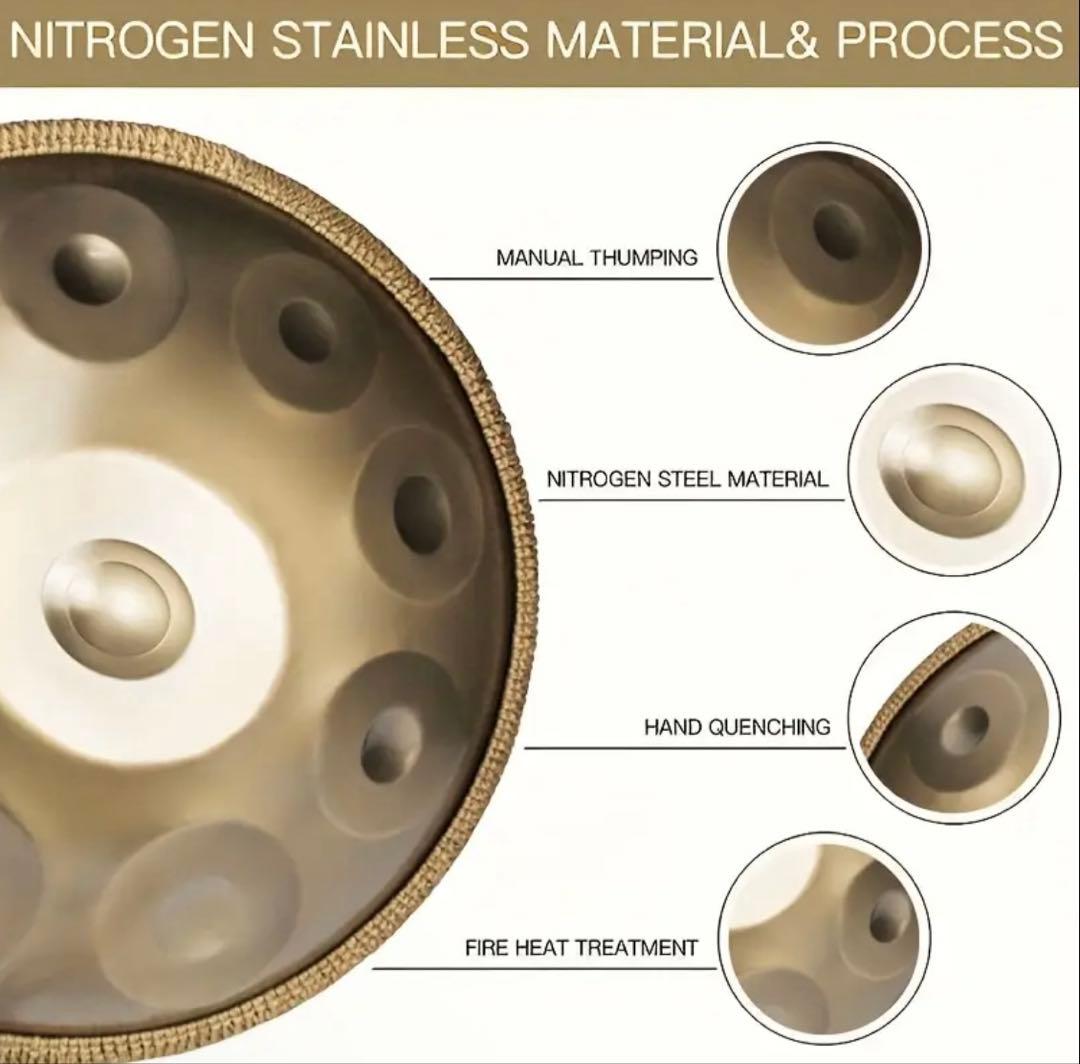9音　9ノート　スティールドラム　ハンドパン　スタンド、ケース付き　タングドラム