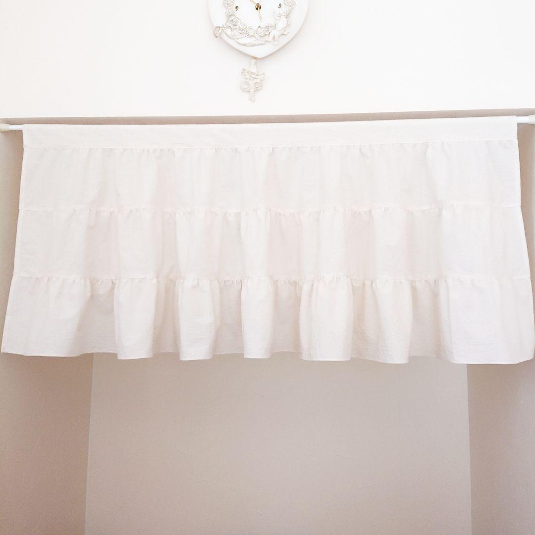 ナチュラルコットン♪３段ティアードカフェカーテン100cm×47cm キナリ無地