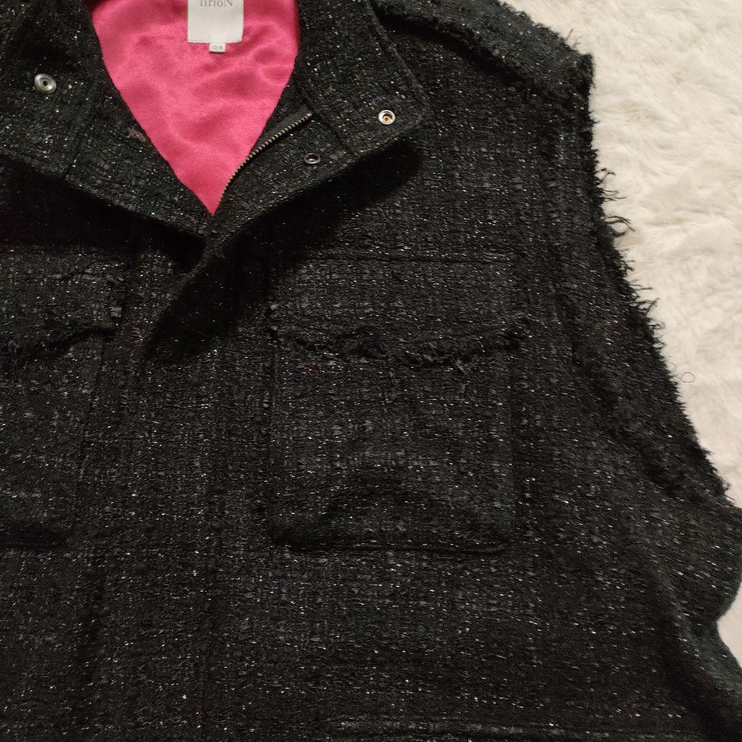 RhodolirioN ツイード ベスト 黒 赤裏地 キラキラ オーバーサイズ