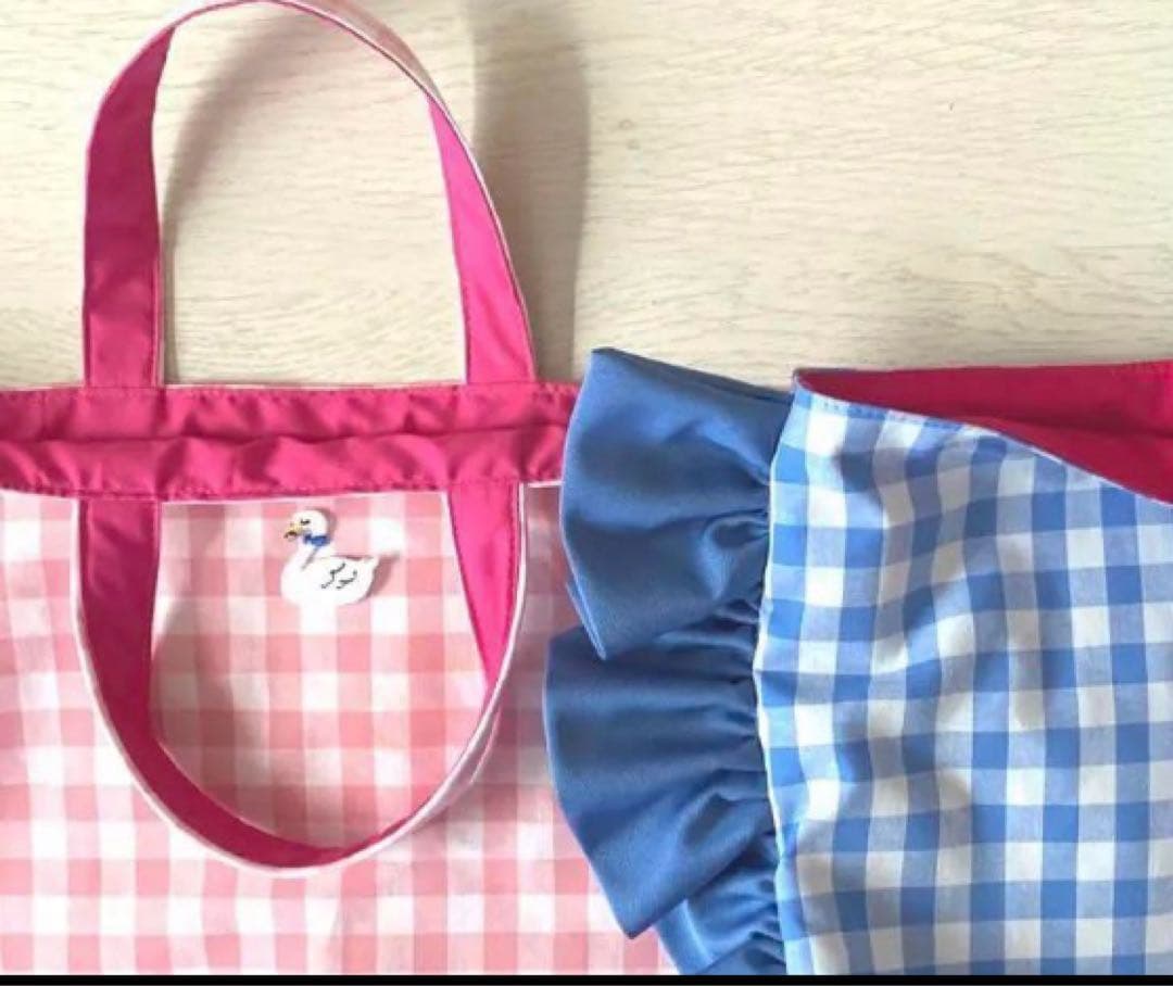 rin♡　両サイドフリルレッスンバック　両サイドフリル体操着袋　上履き入れ