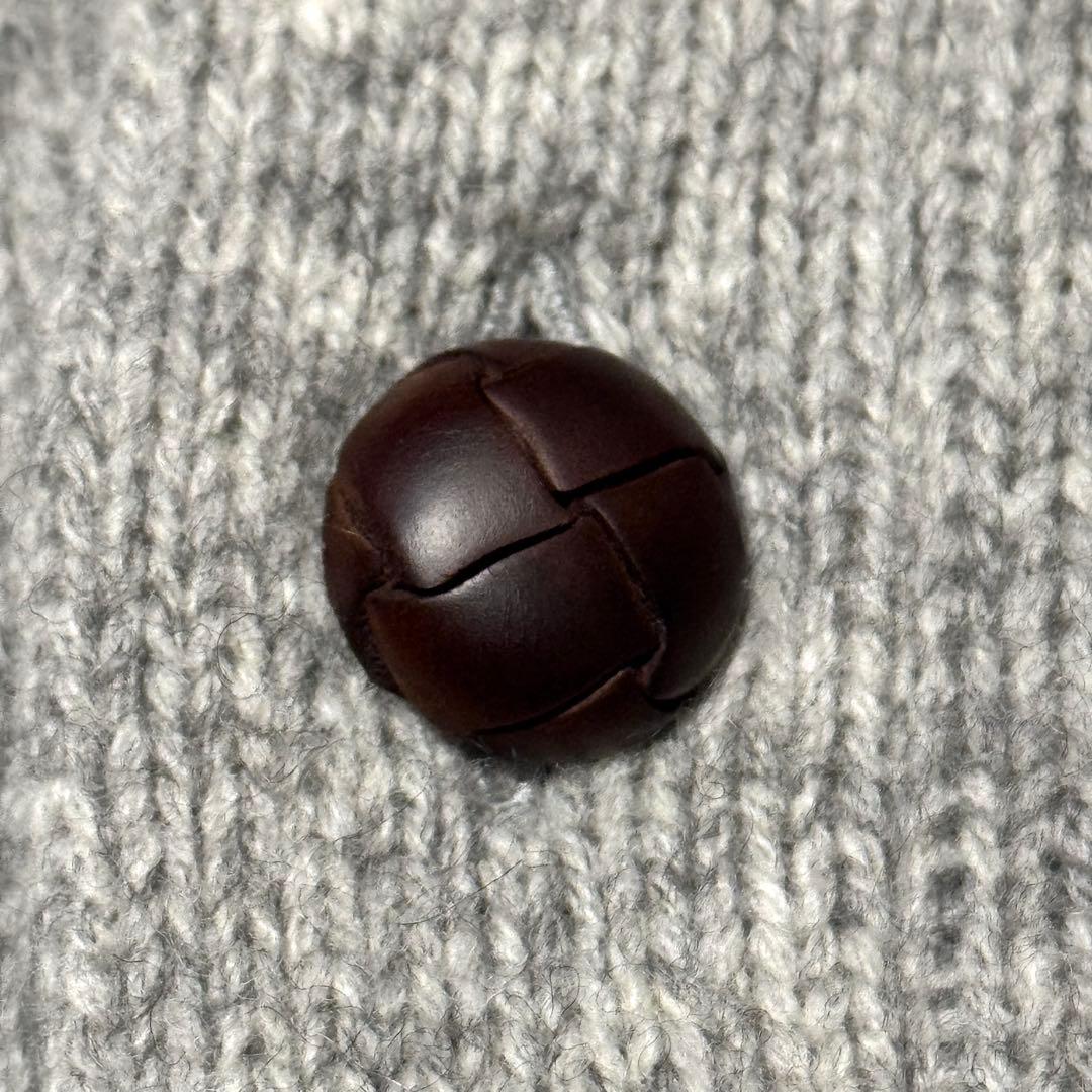 サイコバニー ウールニット ショールカラー ビッグワッペンロゴ くるみボタン L