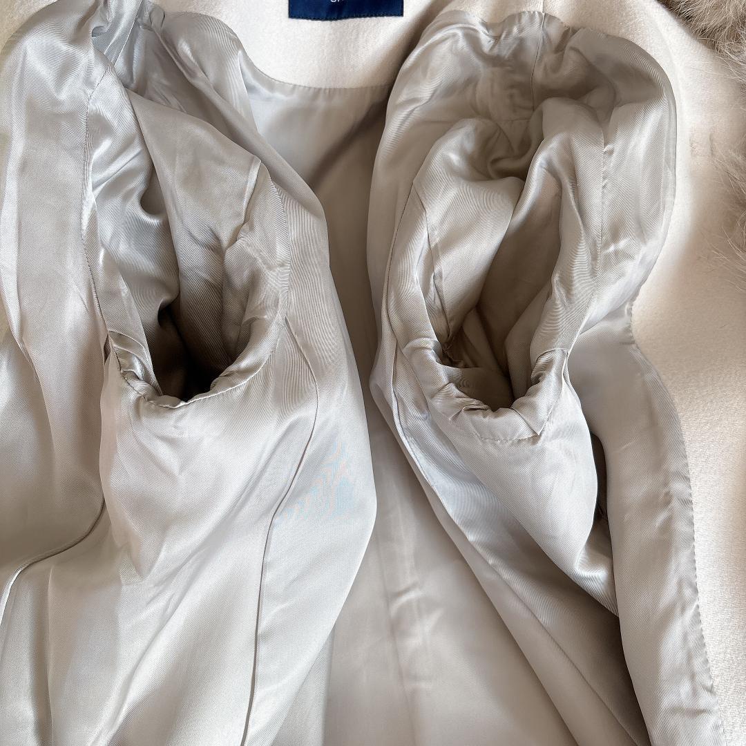 美品⭐️SHIPS カシミヤ混フォックスファー ダッフルコート36 アイボリー