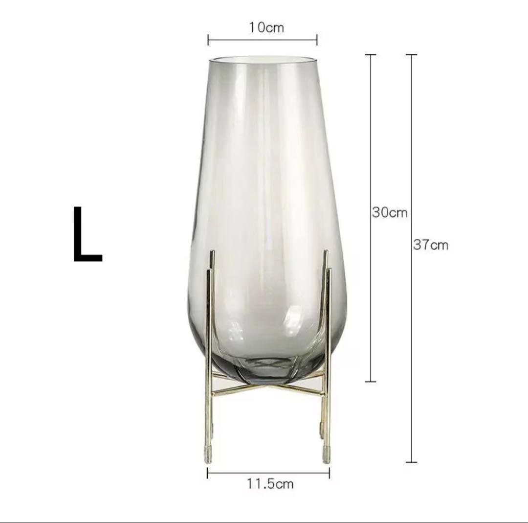 イシャス風　ベース　2個セット　花瓶　ガラス　インテリア　フラワー　黒　モダン