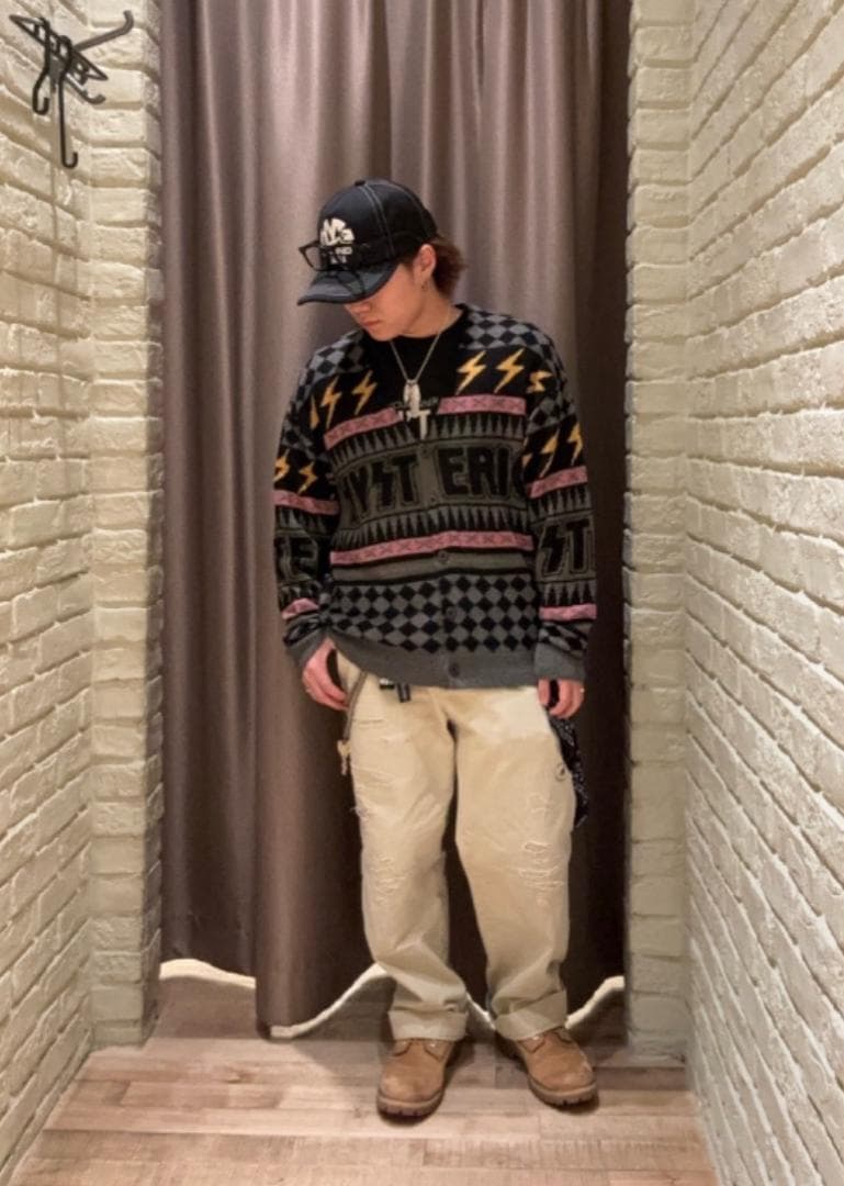 25aw　未使用　ヒステリックグラマー　サンダー柄　モヘア　カーディガン　XL