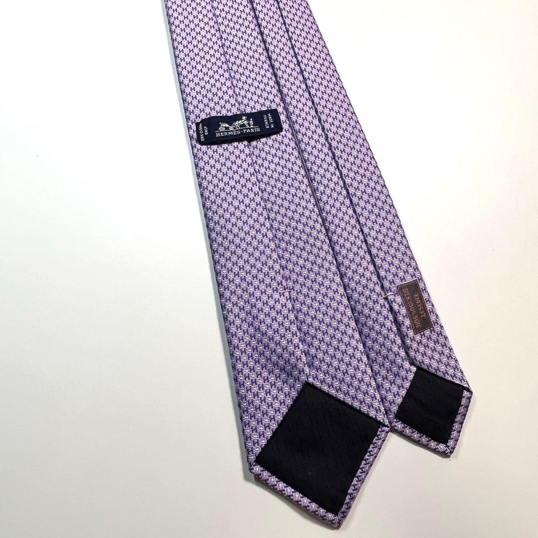 ✨未使用✨HERMES エルメス　ネクタイ　H柄 《H・ラヴ・ユー》ハート　紫