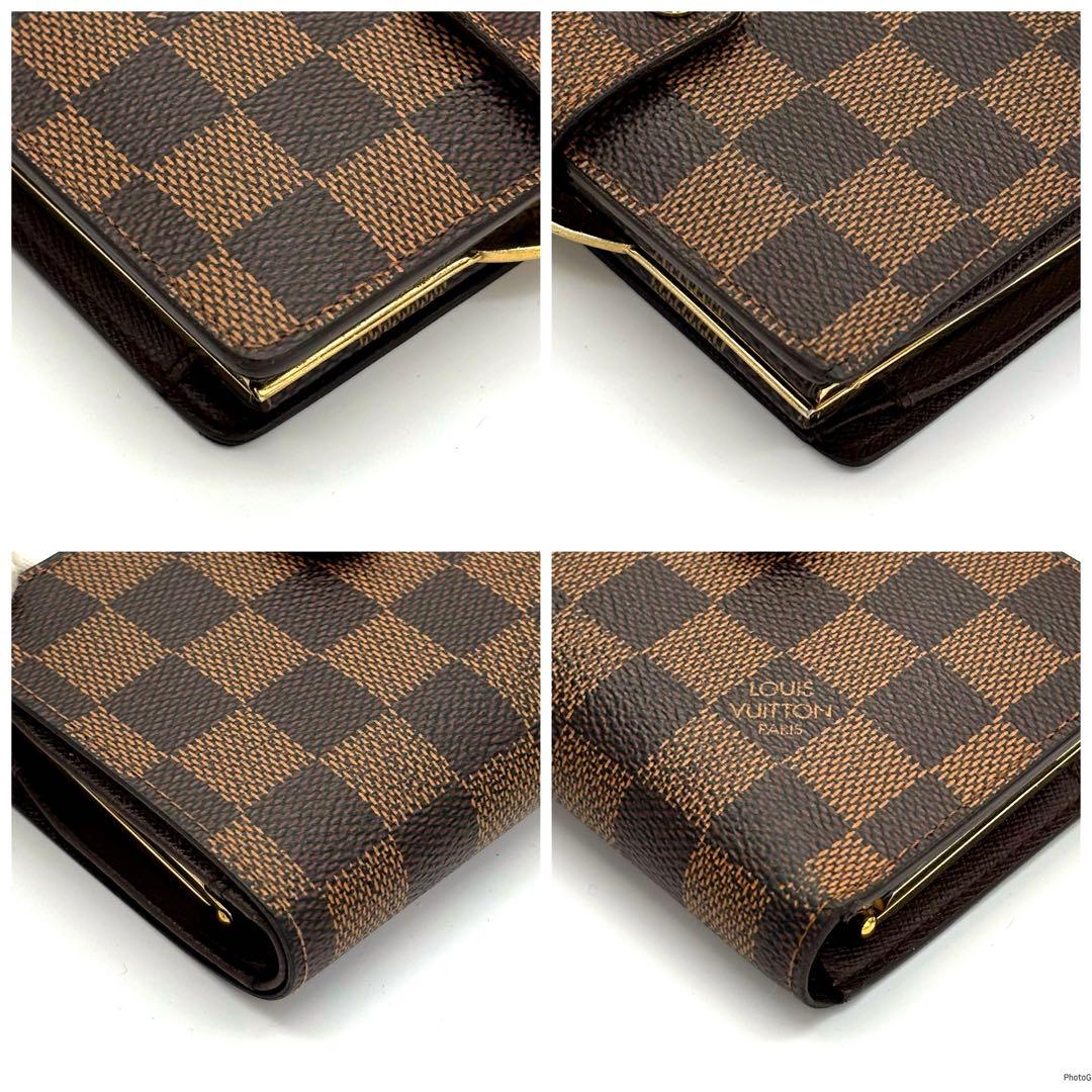 【新型】ルイヴィトン ダミエ ヴィエノワ がま口 二つ折り財布 ブラウン