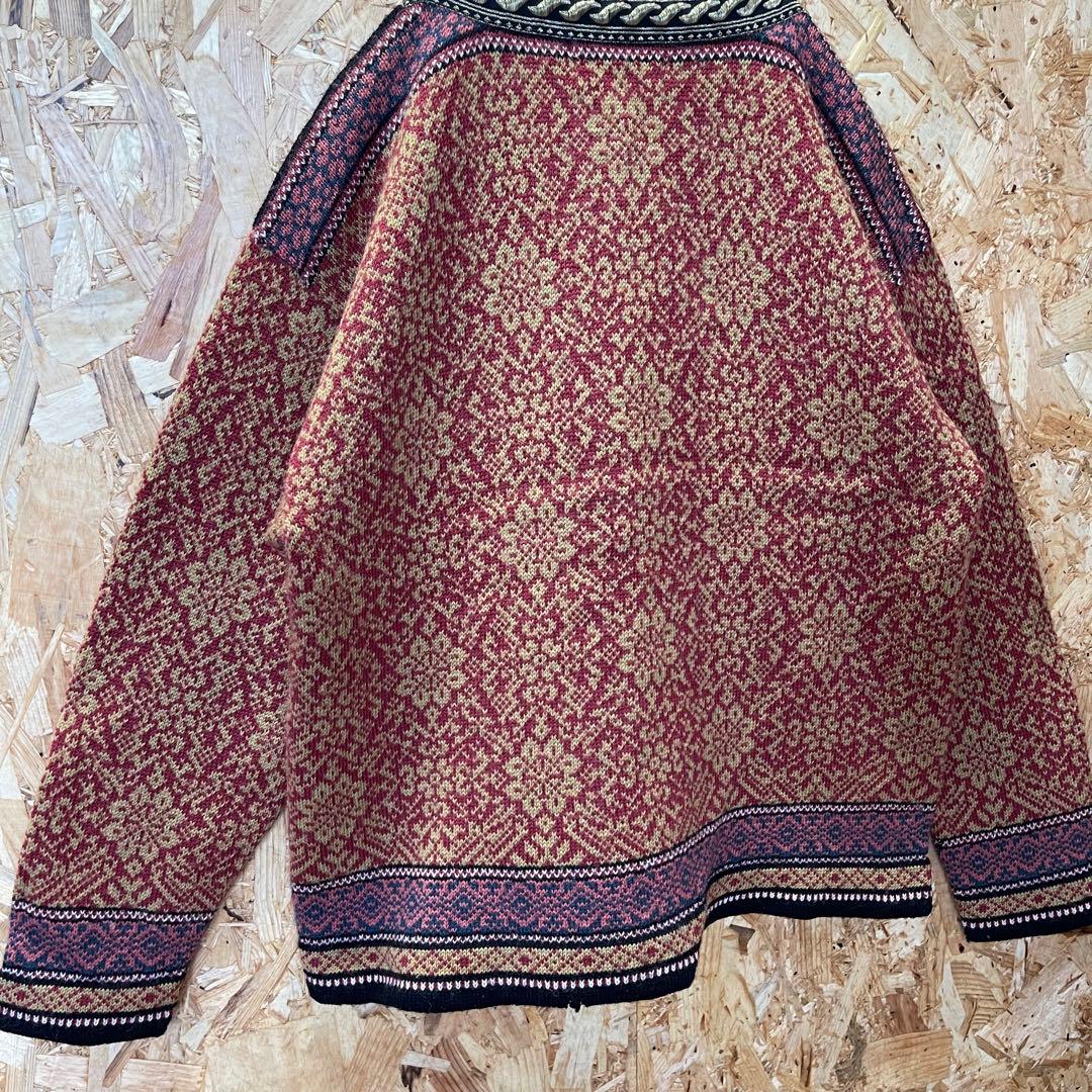 Euro古着　vintage ノルウェー　ノルディック　ニット　カーディガン　金