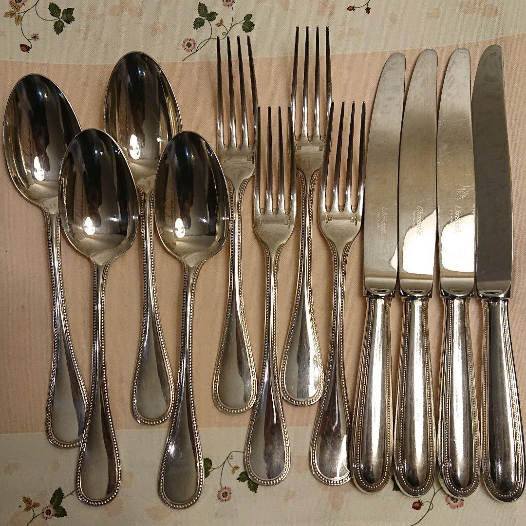 フランス クリストフル パール 12点セット 銀カトラリー