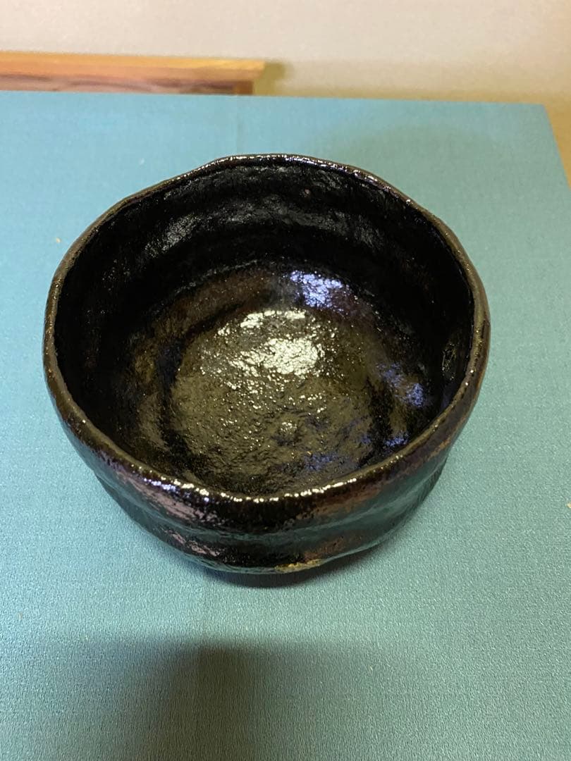 【本日限定】茶道具/黒茶碗　小川長楽 『黒 松声』 鵬雲斎書付 共箱