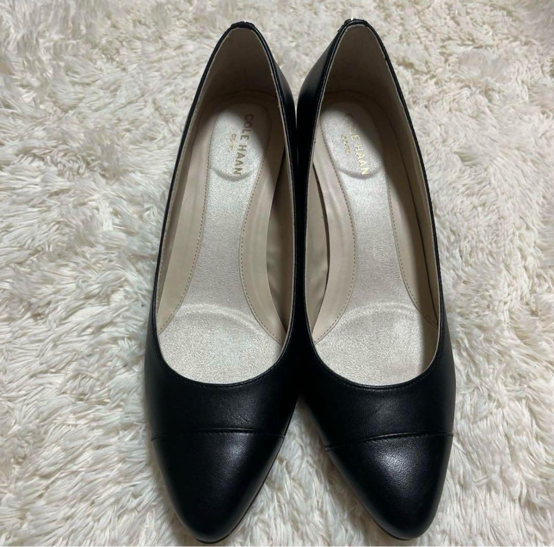 週末限定価格　コールハーン ブラック レザー ポインテッドトゥパンプス　24㎝