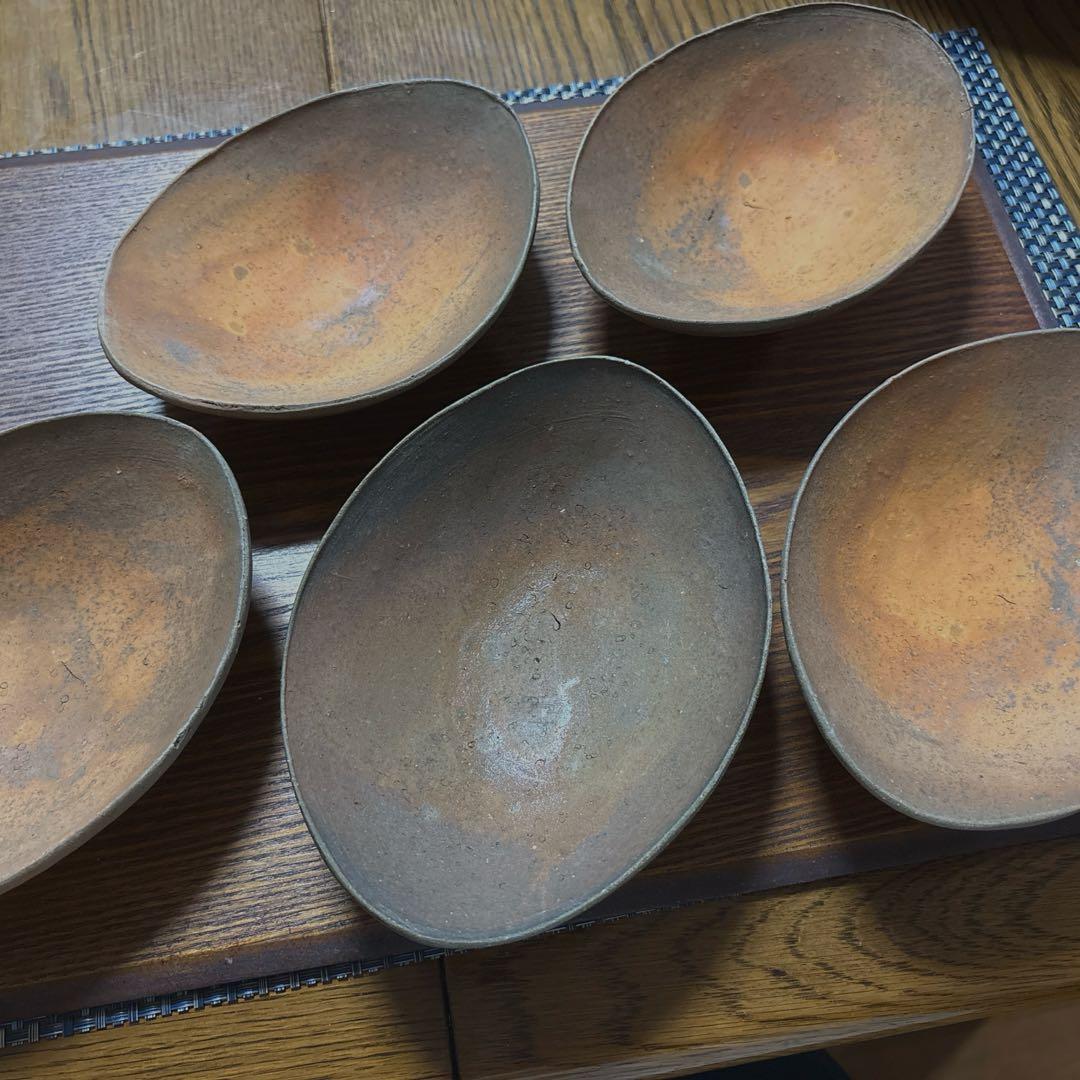 備前焼　金重友邦作品　5客皿　未使用　箱あり