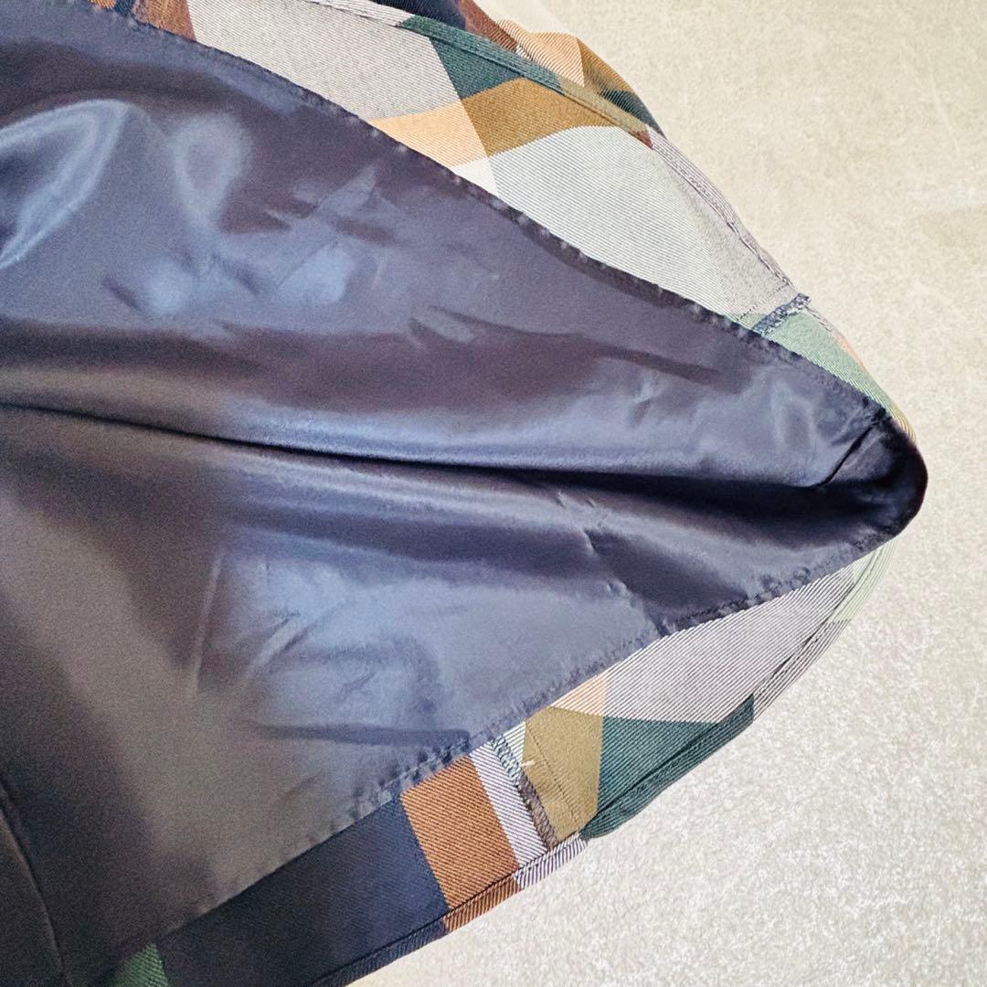 ブルーレーベル｜緑チェック フレア ベルト Aライン ミモレ 秋冬 大人可愛い