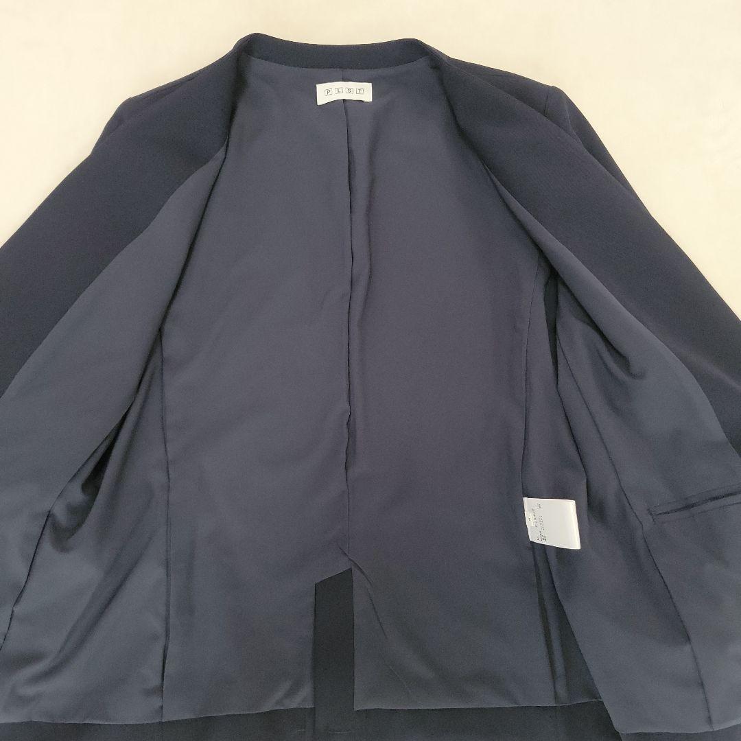 PLST プレミアムオックスカラーレスジャケット&パンツ スーツ ネイビー S