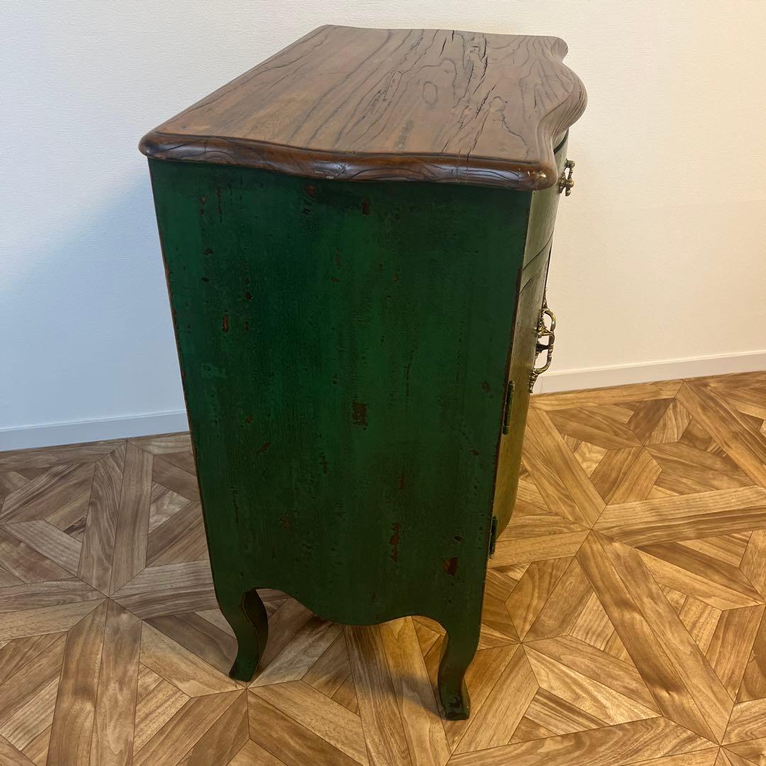 緑の木製サイドテーブル　アンティーク
