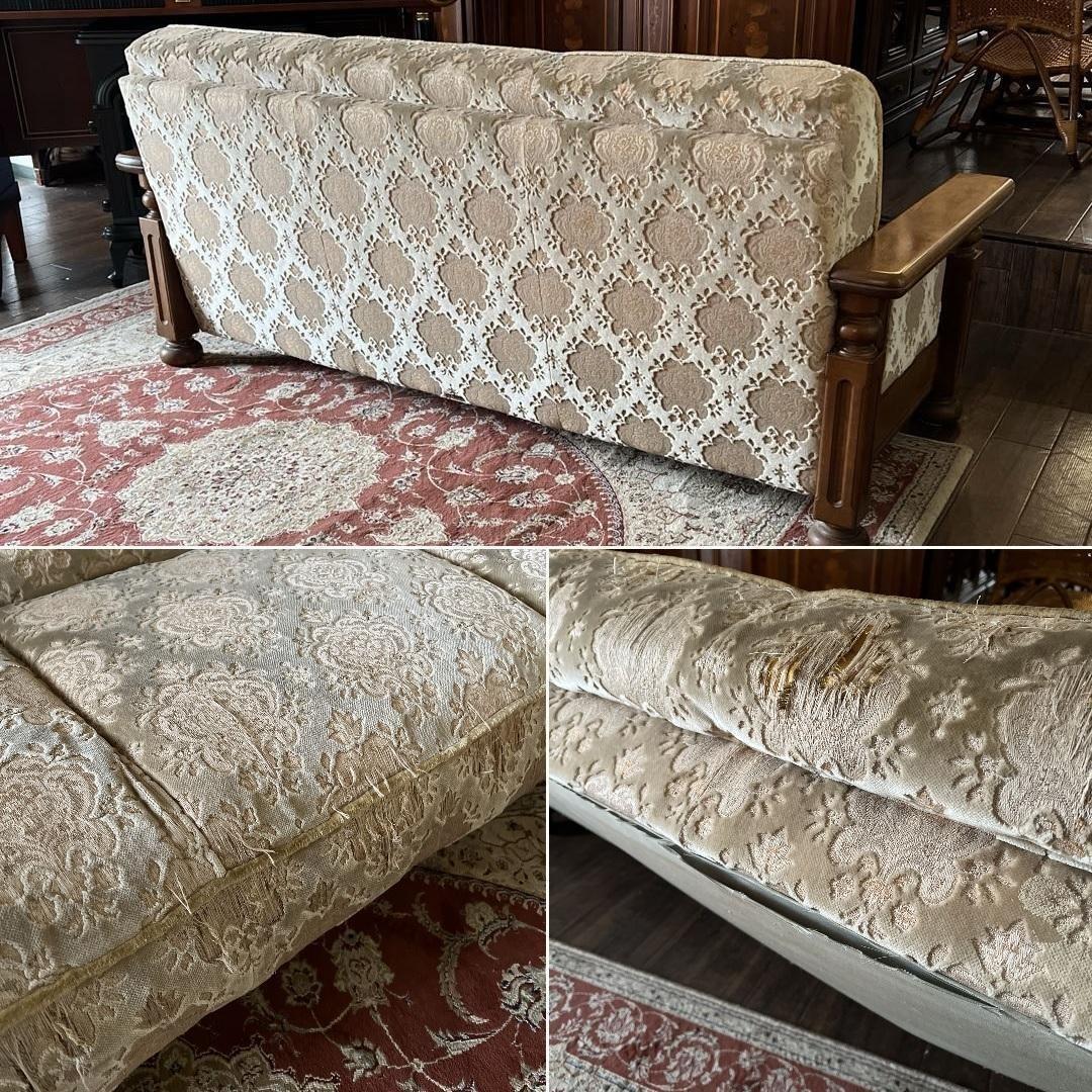 k184 オールドカリモク 金華山織りソファセット 3人掛け・1人掛け×2個