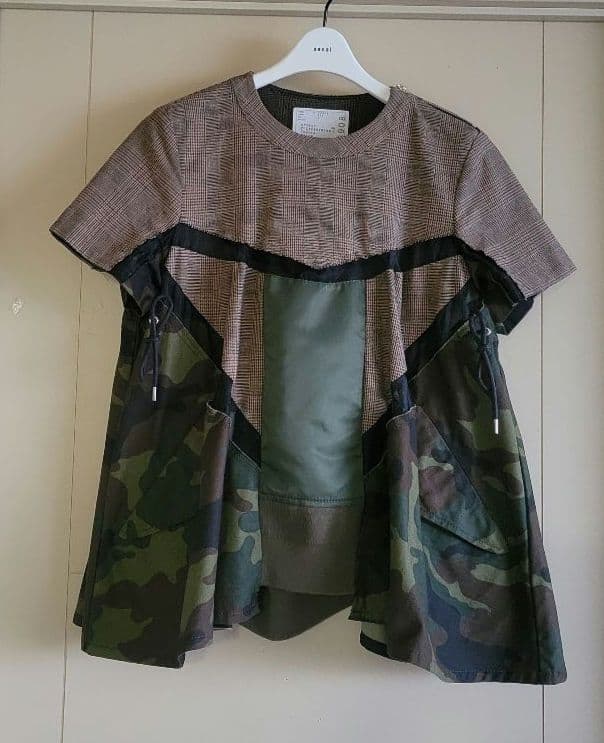 sacai カモフラ グレンチェック MA1 ドッキングブラウス サイズ2