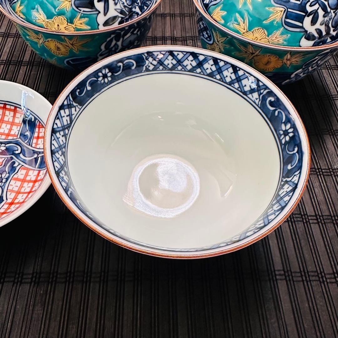 【希少・未使用品】三川内焼 平戸松山 手描き 祥瑞蓋付 小丼碗 蓋付煮物碗 五客