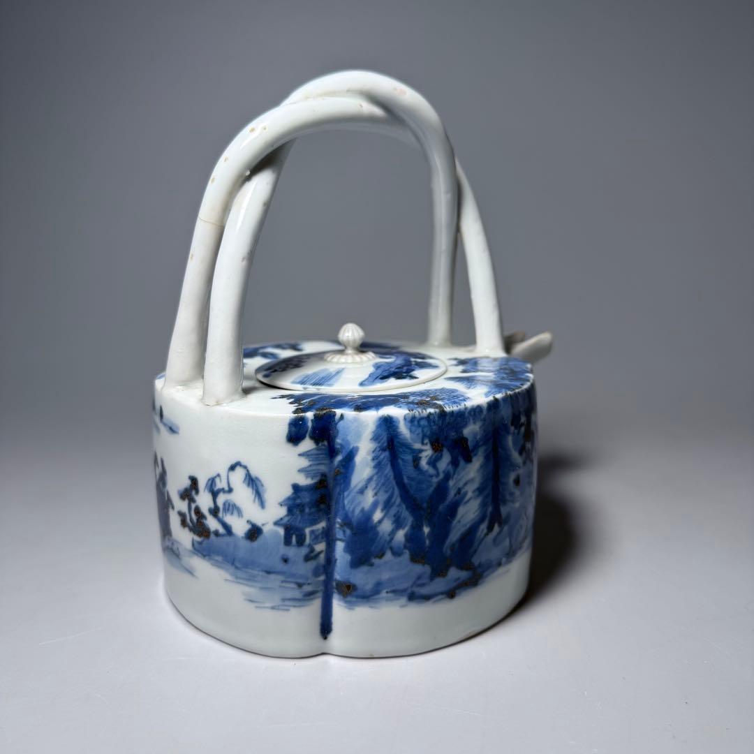 古伊万里　古平戸　染付山水図銚子　江戸時代　古美術　オブジェ　雰囲気◎