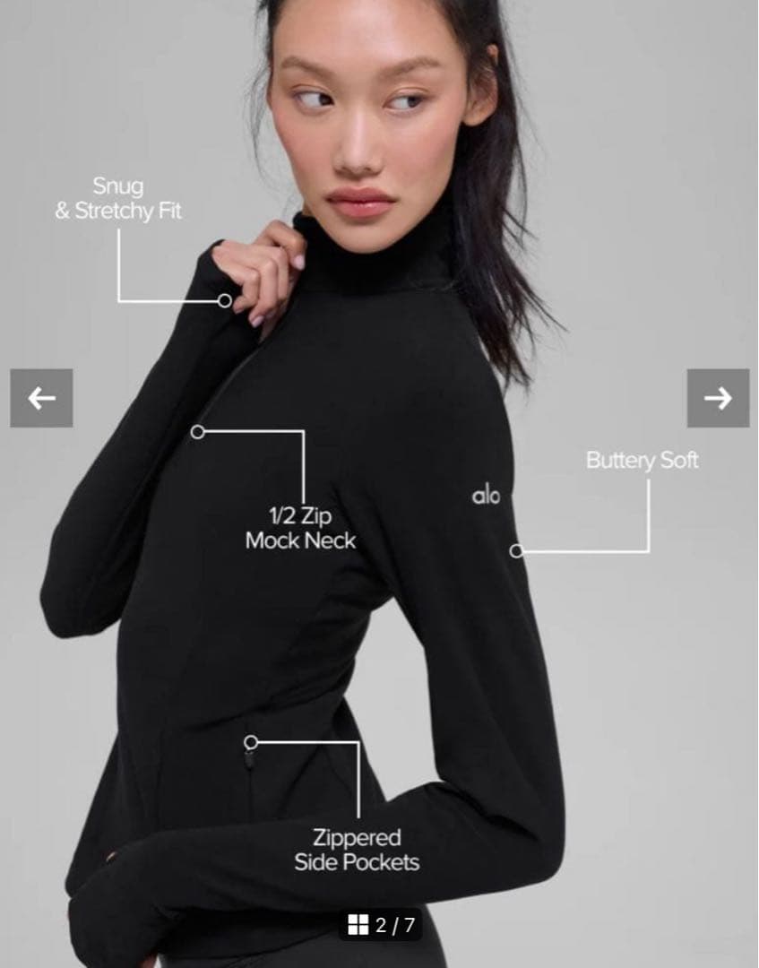 【Alo】alosoft 2/1 zip rapid pullover Sサイズ