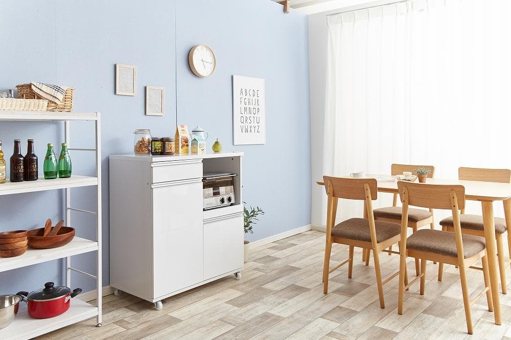 《新品・送料無料》レンジ台 キャスター付き 80cm