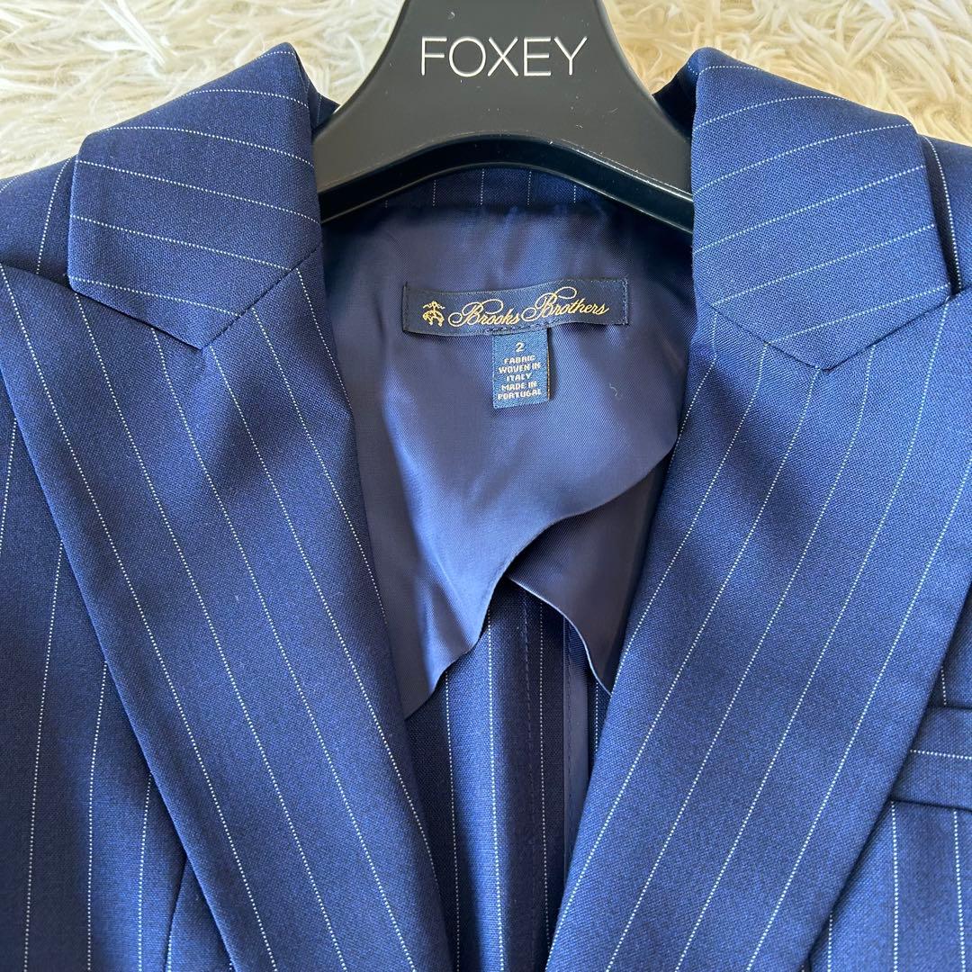 最高級　BrooksBrothers×REDA ストライプ　パンツスーツ M 紺