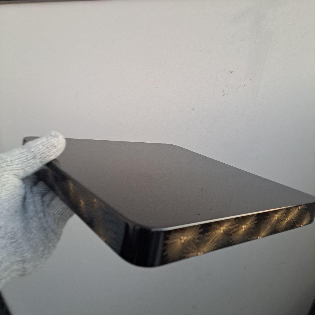 【輪島塗　6.5寸\"3段重箱】布着本堅地　亀甲松\"沈金　隅丸　長期保管品