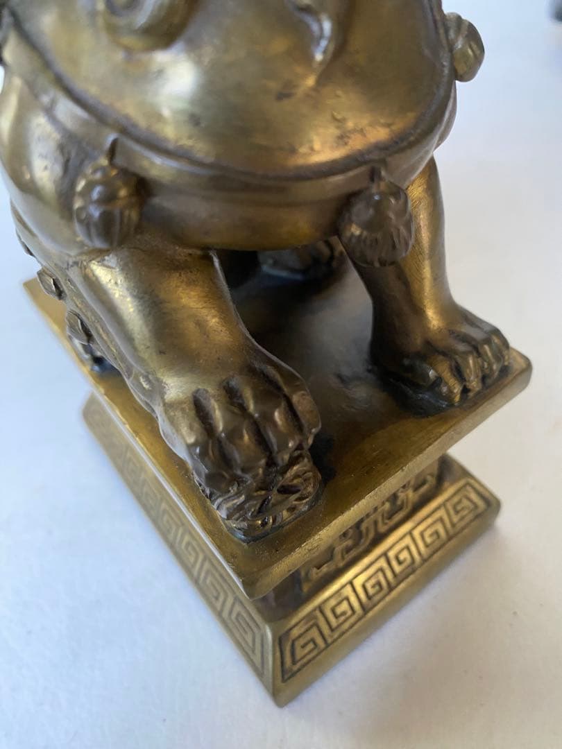 獅子　置物　銅製　風水　魔除け　金運　財運　シーサー　狛犬