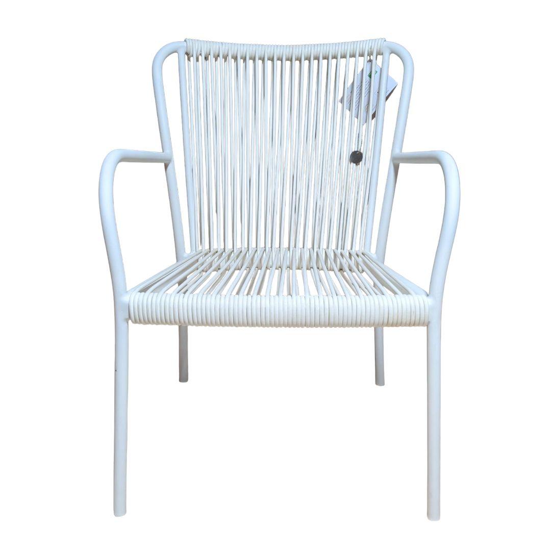 屋外対応 ロープ編みアームチェア woven+系 白 業務用　2